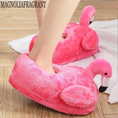 Winter lovely Home Slippers Chausson Shoes Women Flamingo slippers pantuflas unicornio pantoufle femme Warm Cotton Shoes hy24 - Fab Getup Shop