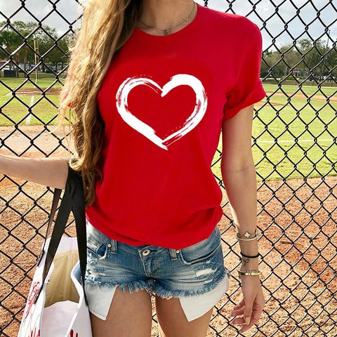 Hearts T-shirts Casual Harajuku Love Printed Tops Tee - Fab Getup Shop