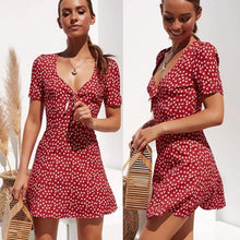 Fashion Women Short Sleeve Wrap Boho Floral Mini Dress Ladies Summer Holiday Party Sundress Female vestidos - Fab Getup Shop