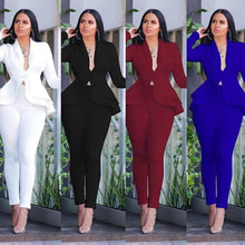 New Women Winter Women's Set Tracksuit Full Sleeve Ruffles Blazers Pencil Pants Suit Two Piece Set Office Lady Outfits Uniform - Fab Getup Shop