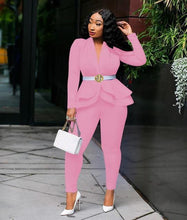 New Women Winter Women's Set Tracksuit Full Sleeve Ruffles Blazers Pencil Pants Suit Two Piece Set Office Lady Outfits Uniform - Fab Getup Shop