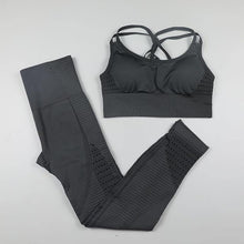 Seamless Yoga Set Sportswear Woman Gym Leggings Padded Push-up Strappy Sports Bra 2 Pcs Sports Suits - Fab Getup Shop