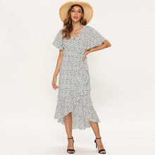 Summer Beach Maxi Dress Women Floral Print Boho Long Chiffon Dress Ruffles Wrap Casual V-Neck Split Sexy Party Dress Robe - Fab Getup Shop