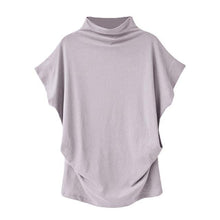 Loose T-Shirt Tees Tops Turtleneck Short Sleeve Cotton - Fab Getup Shop