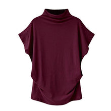 Loose T-Shirt Tees Tops Turtleneck Short Sleeve Cotton - Fab Getup Shop