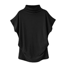 Loose T-Shirt Tees Tops Turtleneck Short Sleeve Cotton - Fab Getup Shop