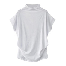 Loose T-Shirt Tees Tops Turtleneck Short Sleeve Cotton - Fab Getup Shop