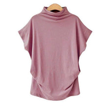 Loose T-Shirt Tees Tops Turtleneck Short Sleeve Cotton - Fab Getup Shop