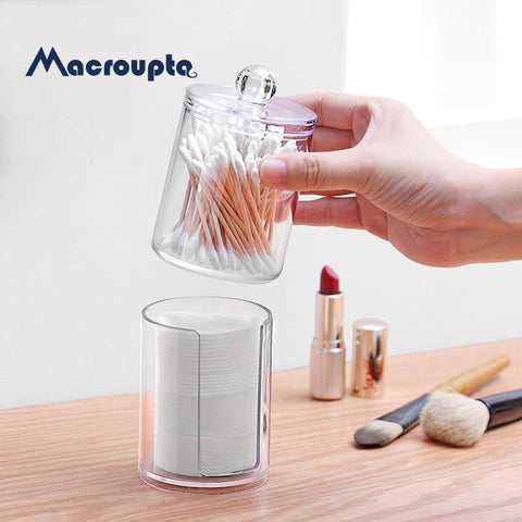 Acrylic Round Qtip Container Cosmetic Makeup Cotton  Multifunctional  Pad Organizer Jewelry Storage Box Holder and Candy Jars - Fab Getup Shop
