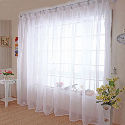 Kitchen Tulle Curtains Translucidus Modern Home Window Decoration White Sheer Voile Curtains for Living Room Single Panel B502 - Fab Getup Shop