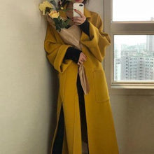 Aachoae Elegant Solid Long Wool Coat Women Batwing Long Sleeve Loose Pocket Coat Split Hem Chic Stylish Jacket Winter Autumn - Fab Getup Shop