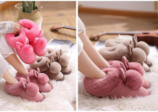 2020 New Fashion Autumn Winter Cotton Slippers Rabbit Ear Home Indoor Slippers Winter Warm Shoes Womens Cute Plus Plush Slippers - Fab Getup Shop