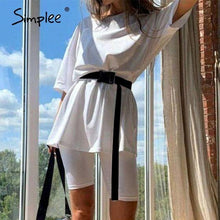 Solid Outfits Women's Two Piece Suit with Belt Home Loose Sports Tracksuits  Bicycle - Fab Getup Shop