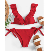 Bikini Brazilian Mujer 2020 Summer Ruffle Swimwear Women Red White Black Push Up Pads Sexy Swimsuit Bandage Two Piece Swim Wear - Fab Getup Shop