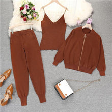 Knitted  Vest Zipper Cardigans Pants 3pcs Sets Tracksuits Outfits - Fab Getup Shop