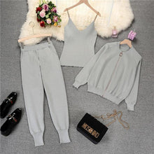 Knitted  Vest Zipper Cardigans Pants 3pcs Sets Tracksuits Outfits - Fab Getup Shop