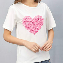 Heart Print T Shirt Women Short Sleeve O Neck Loose Tshirt - Fab Getup Shop