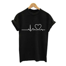 Heart Print T Shirt Women Short Sleeve O Neck Loose Tshirt - Fab Getup Shop