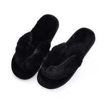 House Slippers Faux Fur Fashion Warm Shoes Woman Slip on Flats Female - Fab Getup Shop