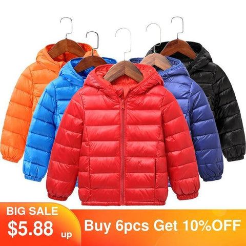 Autumn Winter Hooded Children Down Jackets For Girls Candy Color Warm Kids Down Coats For Boys - Fab Getup Shop