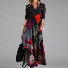 Elegant Women Vintage Long Dress V-Neck A-Line Dress Autumn Winter Long Sleeves Slim Party Dresses Ladies Casual Loose Vestidos - Fab Getup Shop