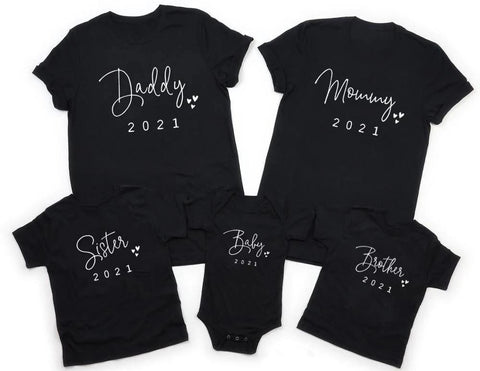 Funny Daddy Mommy Brother Sister Baby 2021 Family Matching Clothes Casual Father Son Mother and Daughter Tshirts Baby Bodysuit - Fab Getup Shop