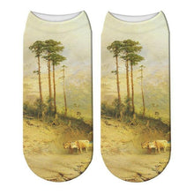 New 3D Printed Oil Painting Wave Beach Socks Summer Women Landscape Boat Bird Paint Kawaii Short Ankle Socks Calcetines Mujer - Fab Getup Shop