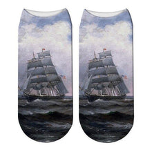 New 3D Printed Oil Painting Wave Beach Socks Summer Women Landscape Boat Bird Paint Kawaii Short Ankle Socks Calcetines Mujer - Fab Getup Shop