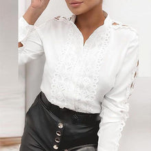 Elegant Lace Hollow Out Long Sleeve Blouse Women Shirts 2021 Spring New Fashion Patchwork Ruffle Tops Office Ladies Casual Blusa - Fab Getup Shop