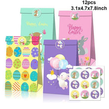 12pcs Easter Gift Bags With Stickers Cute Rabbit Food Cookies Packaging Candy Kraft Paper Boxes Happy Easter Party Decoration - Fab Getup Shop