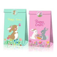 12pcs Easter Gift Bags With Stickers Cute Rabbit Food Cookies Packaging Candy Kraft Paper Boxes Happy Easter Party Decoration - Fab Getup Shop