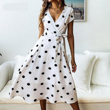 Lossky Summer Women Vintage Long Dress Casual Polka Dot Print Party Short Sleeve Dresses Sexy V-neck Fashion Woman Clothes y2k - Fab Getup Shop