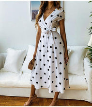 Lossky Summer Women Vintage Long Dress Casual Polka Dot Print Party Short Sleeve Dresses Sexy V-neck Fashion Woman Clothes y2k - Fab Getup Shop