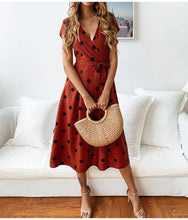 Lossky Summer Women Vintage Long Dress Casual Polka Dot Print Party Short Sleeve Dresses Sexy V-neck Fashion Woman Clothes y2k - Fab Getup Shop