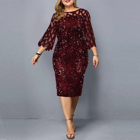 Party Dresses Sequin Plus Size Women Summer Dress 2021 New Elegant Birthday Outfit Casual Dress Wedding Evening Night Club Dress - Fab Getup Shop