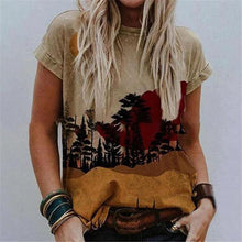 Women Summer Casual T-Shirts Round Neck Floral Printed Short Sleeve Tees Fashion Heart Print Shaped Faded Pullover Top T Shirt - Fab Getup Shop