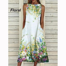 Dress 2021 O Neck Flower Print Summer Dresses For Women Fashion Pocket Sleeveless Dress Female Casual Loose Party Dress - Fab Getup Shop