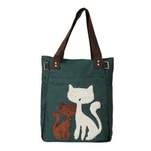 Lovely Cute Cat Canvas Handbag For Girls Ladies Large Capacity Casual Bag Women Portable Solid Zipper Shoulder Bag - Fab Getup Shop