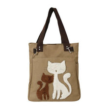 Lovely Cute Cat Canvas Handbag For Girls Ladies Large Capacity Casual Bag Women Portable Solid Zipper Shoulder Bag - Fab Getup Shop