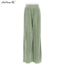 Elegant Elastic Waist Pleated Wide Leg Pants - Autumn Fashion Trousers Office Wear