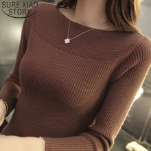 Casual Long Sleeve autumn Knitted Sweater Slim White