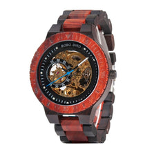 Men's Mechanical Water Resistant Wooden Watch - Customizable Wood Style Wristwatch