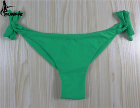 Solid Thong Bikini Brazilian Cut Swimwear Women Bottom Adjustable Briefs Swimsuit Panties Underwear Thong Bathing Suit - Fab Getup Shop