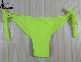 Solid Thong Bikini Brazilian Cut Swimwear Women Bottom Adjustable Briefs Swimsuit Panties Underwear Thong Bathing Suit - Fab Getup Shop