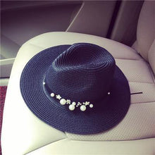 COKK  Spring Summer Hats For Women Flower Beads Wide Brimmed Jazz Panama Hat Chapeu Feminino Sun Visor Beach Hat Cappello - Fab Getup Shop