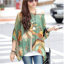 Summer Tops Women  Vintage Bohemian Clothing Batwing Sleeve Chiffon Blouse Shirt Plus Size 6XL For Big Women - Fab Getup Shop