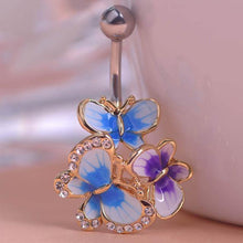 Gold Enamel Esmalte Crystal Body Feminino Umbigo Body Jewelry Navel Piercing Butterfly Belly Ring Medical Steel Umbilical Ring - Fab Getup Shop