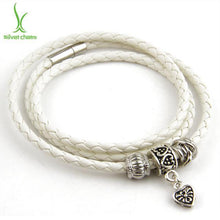 Silver Charm Black Leather Bracelet for Women Five Colors Magnet Clasp Christmas Gift Jewelry PI0311 - Fab Getup Shop