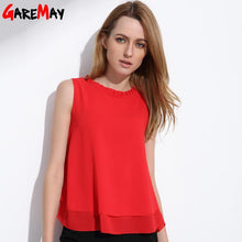 GAREMAY Women Summer Tops Sleeveless Feminine Blouses Plus Size Loose Ruffle White Shirt Fashion Chiffon Blouse For Women 001A - Fab Getup Shop