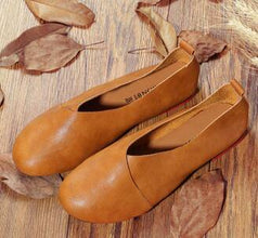 Genuine Leather Flat Shoes Woman Hand-sewn Leather Loafers Cowhide Flexible Spring Casual Shoes Women Flats Women Shoes - Fab Getup Shop